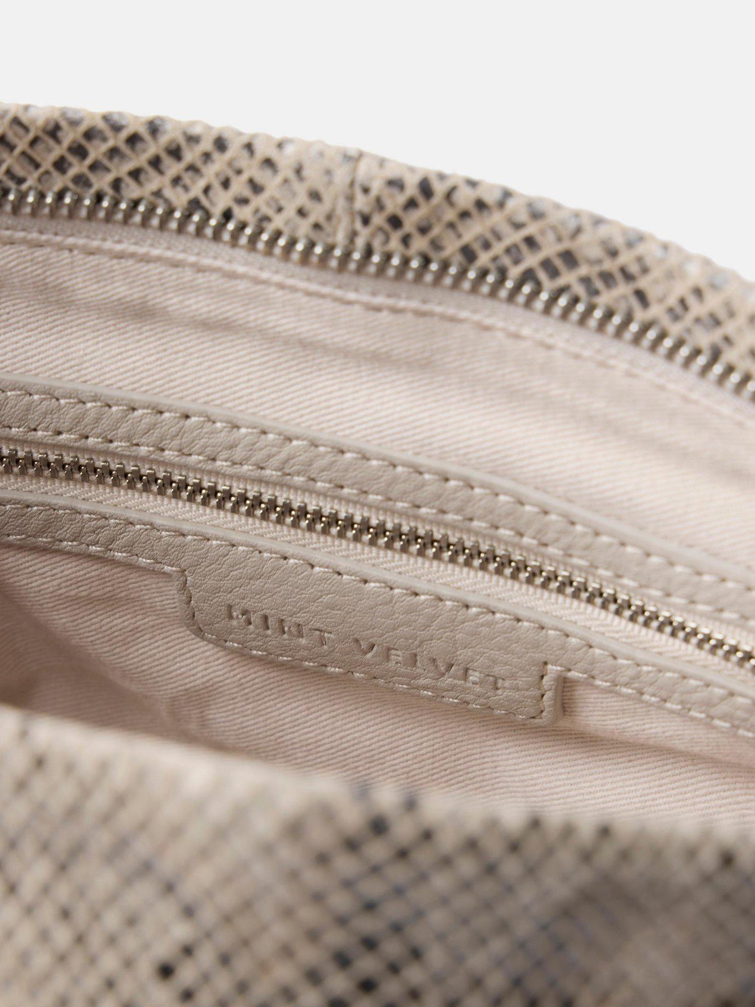 Product image 5 of 5, which shows Mint Velvet Snake Print Leather Clutch Bag, Cream