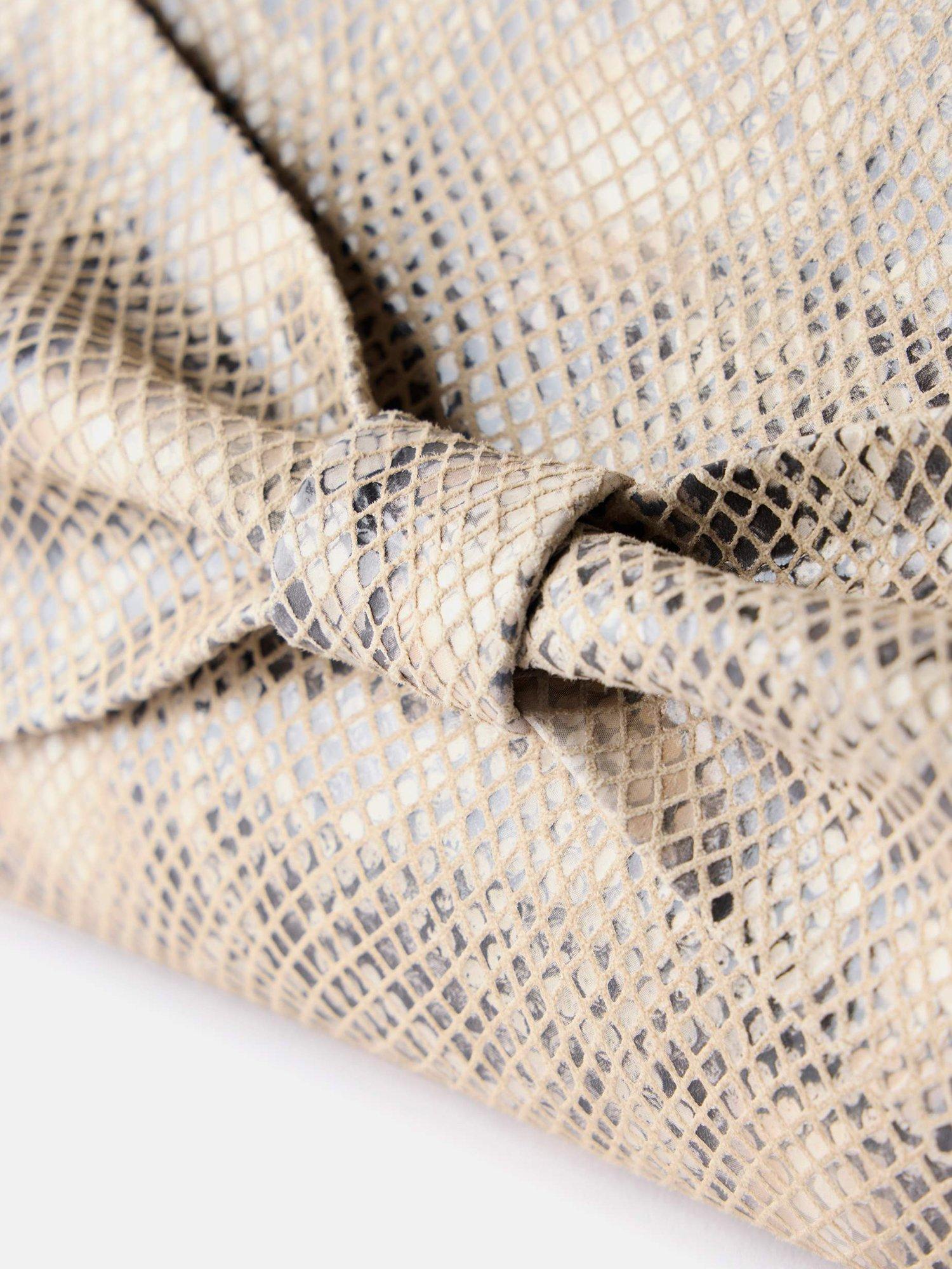 Product image 4 of 5, which shows Mint Velvet Snake Print Leather Clutch Bag, Cream