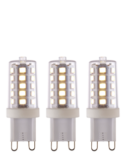 Saxby G9 LED 3.2W Dimmable Clear Capsule Bulbs, Cool White, Pack of 3, Clear