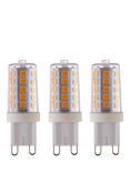 Saxby G9 LED 3.2W Dimmable Clear Capsule Bulbs, Warm White, Pack of 3