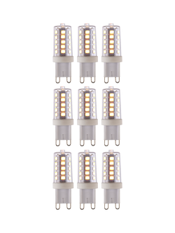 Saxby G9 LED 3.2W Dimmable Clear Capsule Bulbs, Warm White, Pack of 9, Clear