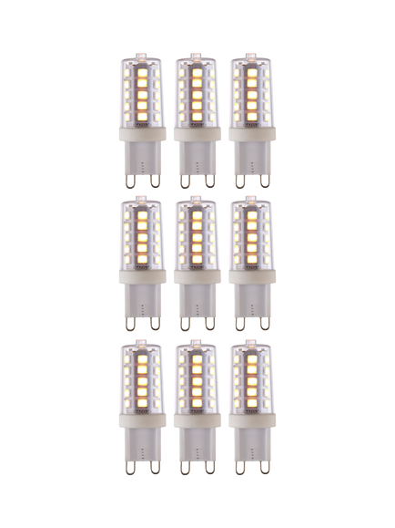 Saxby G9 LED 3.2W Dimmable Clear Capsule Bulbs, Warm White, Pack of 9, Clear
