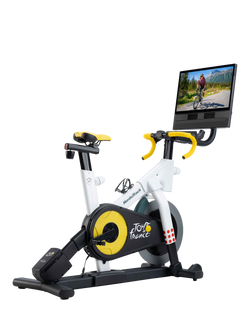 NordicTrack Tour de France iFIT Indoor Exercise Bike, White Yellow Black