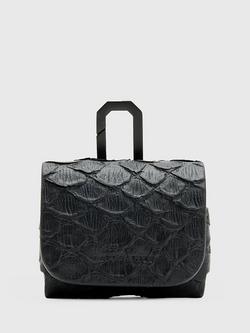 AllSaints Snake Effect Leather AirPod Case, Black