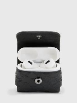 AllSaints Snake Effect Leather AirPod Case - view 2, Black