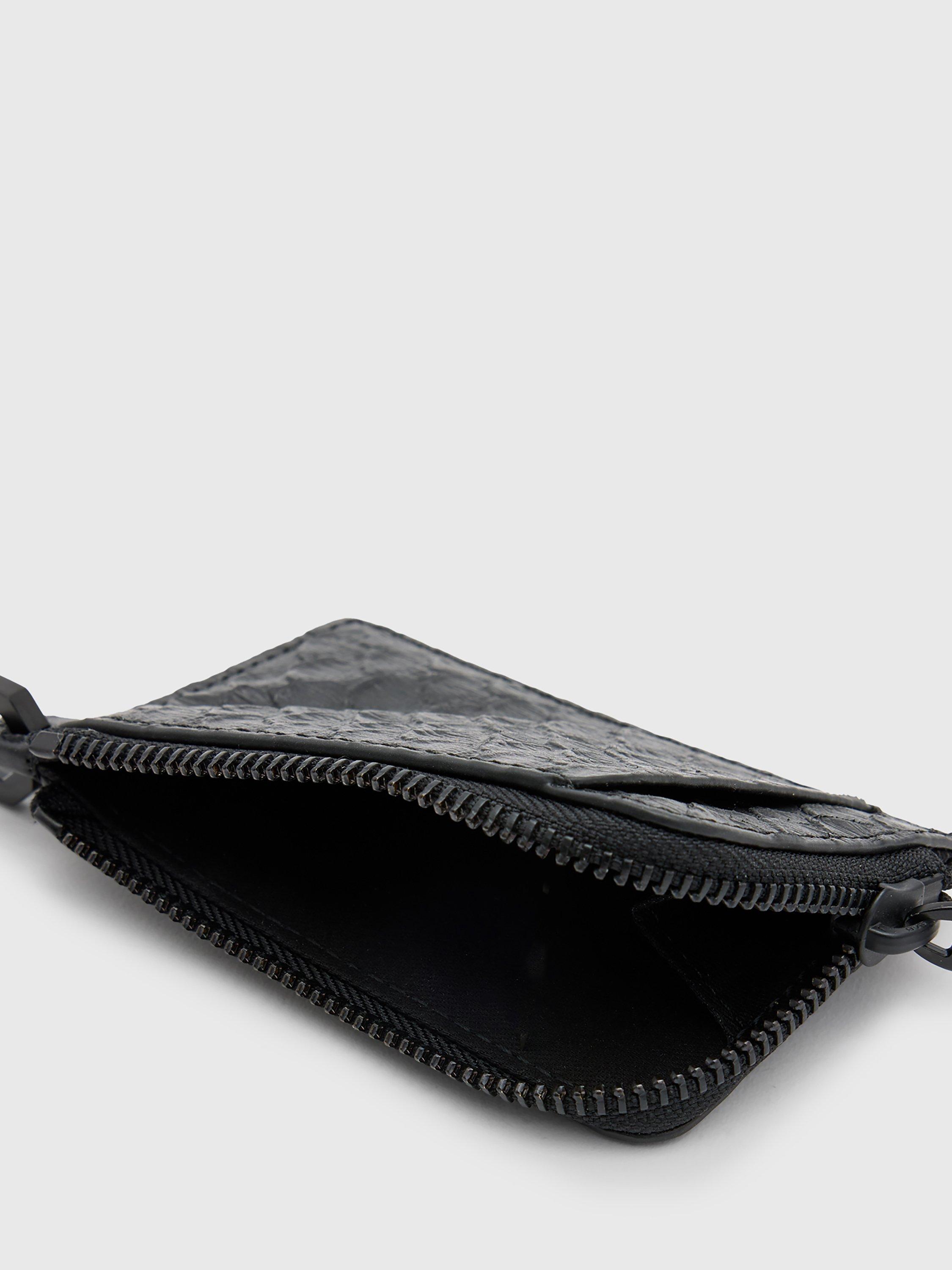 Product image 2 of 5, which shows AllSaints Remy Snake Print Leather Purse, Black