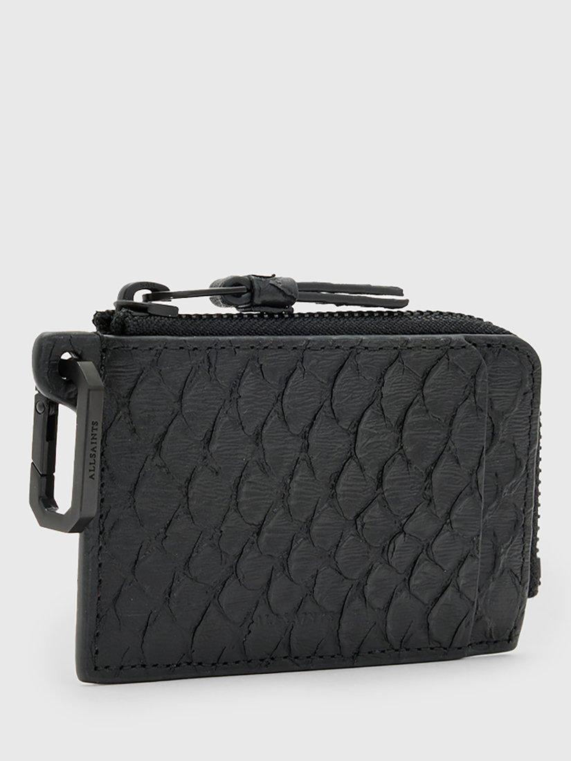 Product image 3 of 5, which shows AllSaints Remy Snake Print Leather Purse, Black