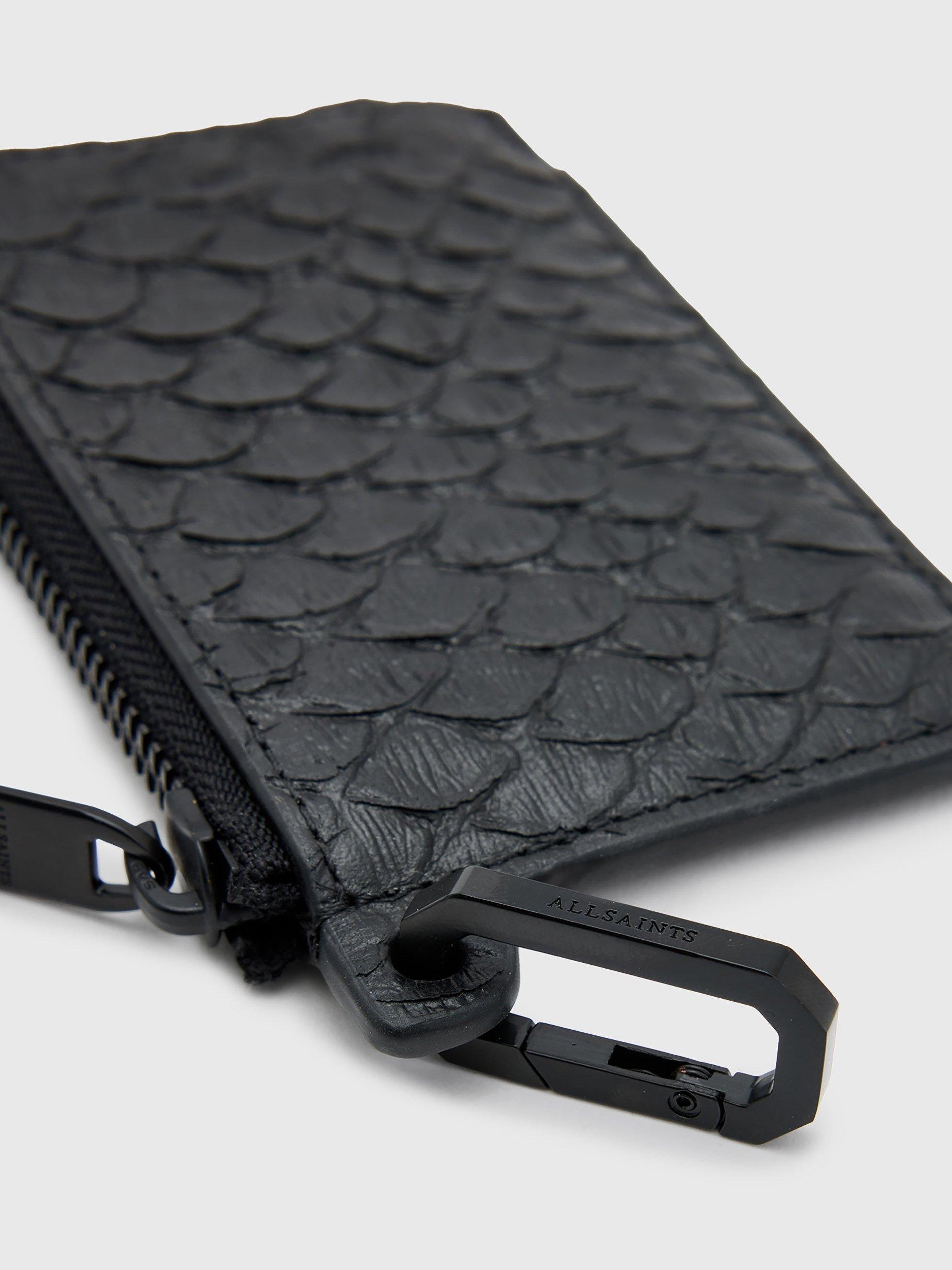 Product image 4 of 5, which shows AllSaints Remy Snake Print Leather Purse, Black