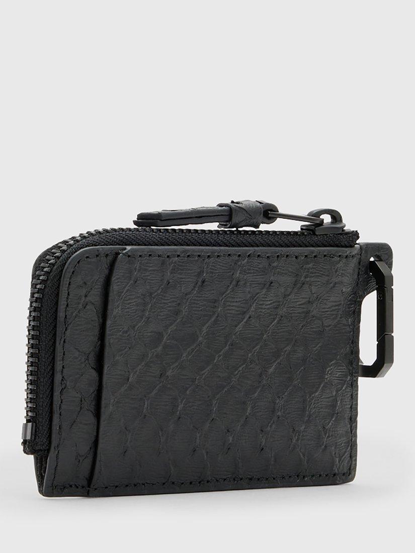 Product image 5 of 5, which shows AllSaints Remy Snake Print Leather Purse, Black