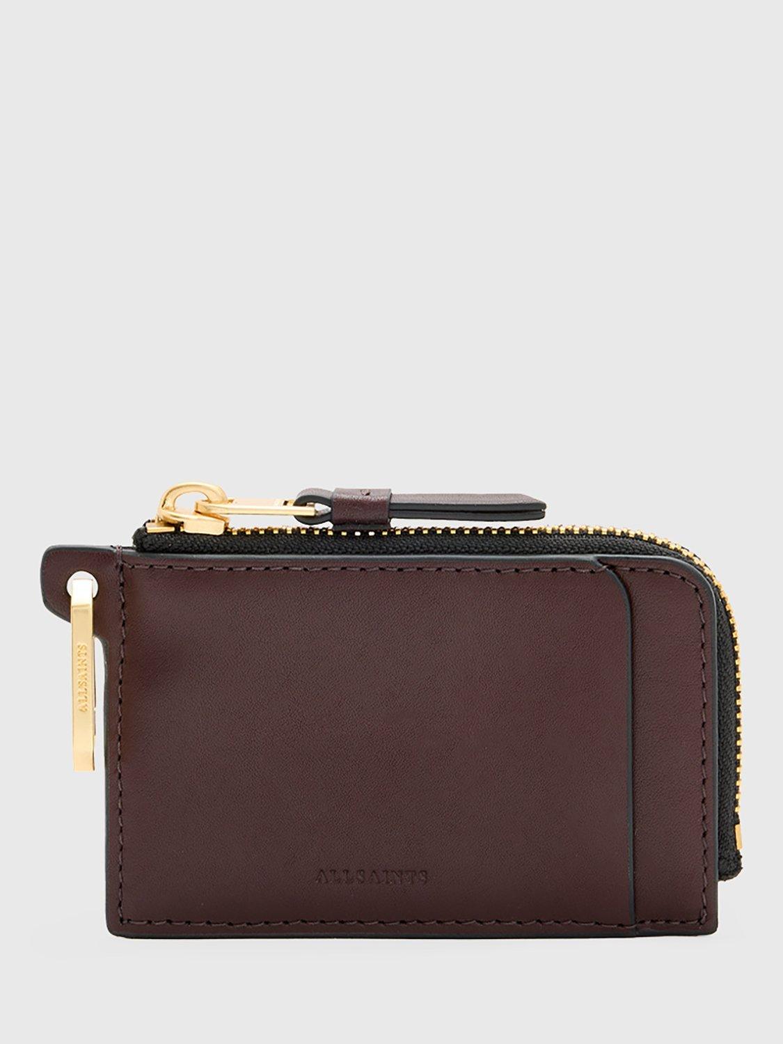 Product image 1 of 5, which shows AllSaints Remy Leather Wallet, Burnt Red