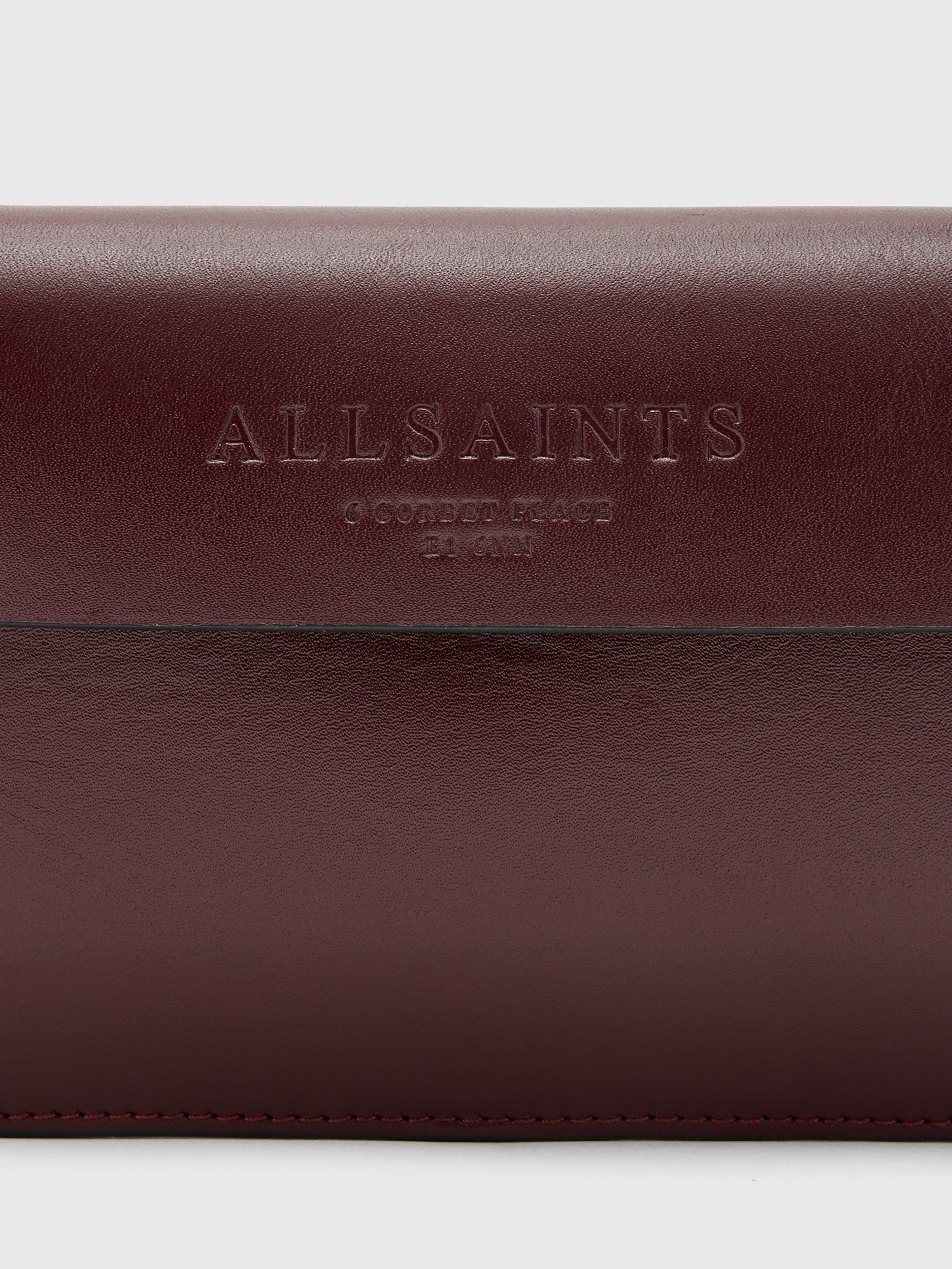 Product image 4 of 6, which shows AllSaints Zoe Leather Crossbody Purse, Burnt Red