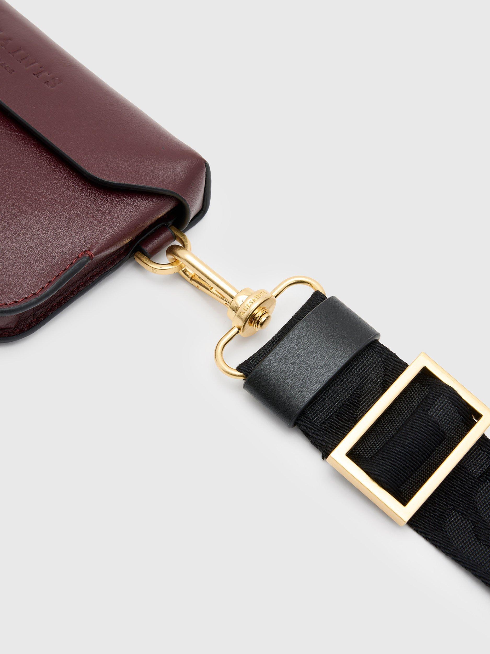 Product image 5 of 6, which shows AllSaints Zoe Leather Crossbody Purse, Burnt Red