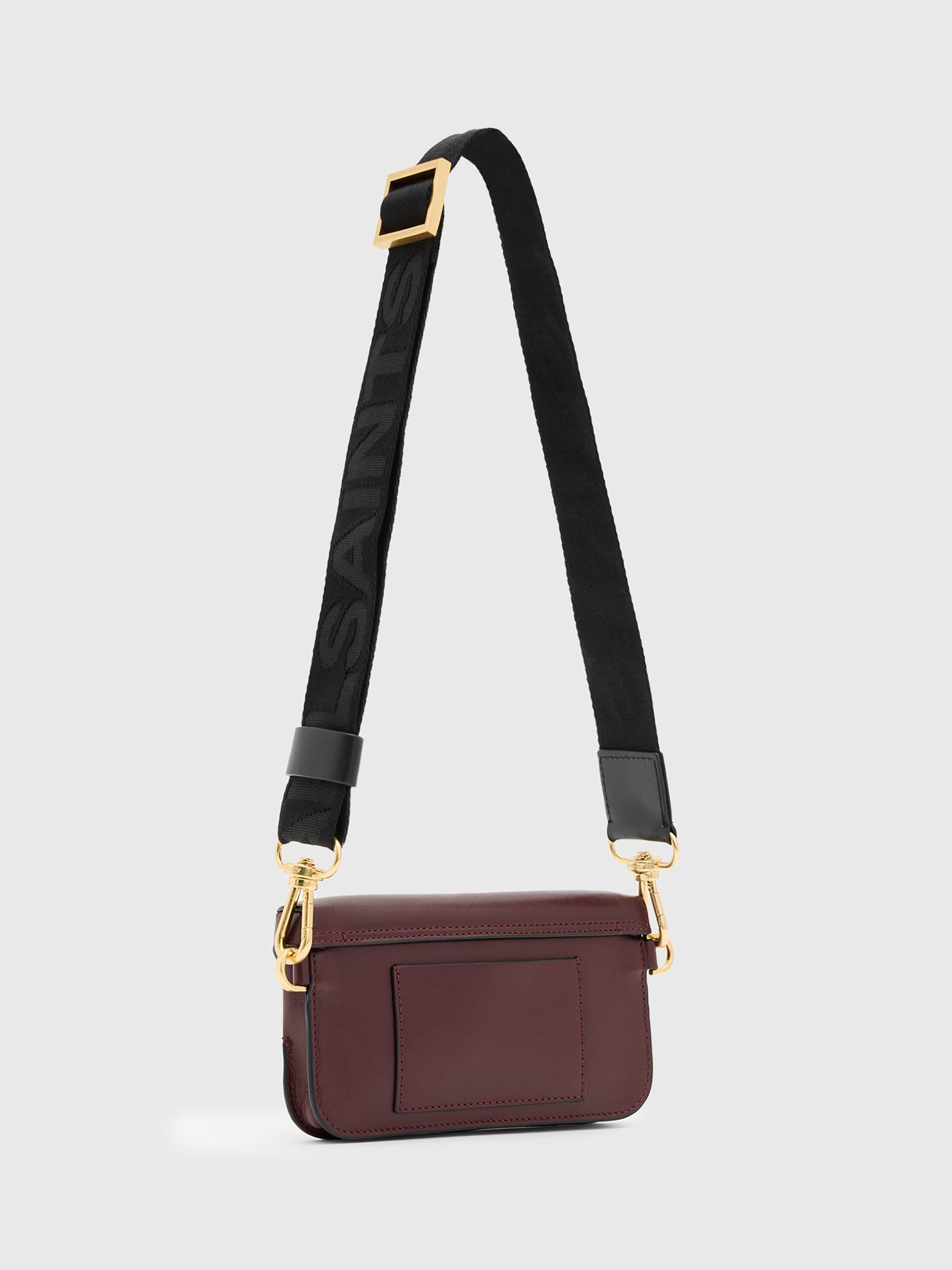 Product image 6 of 6, which shows AllSaints Zoe Leather Crossbody Purse, Burnt Red