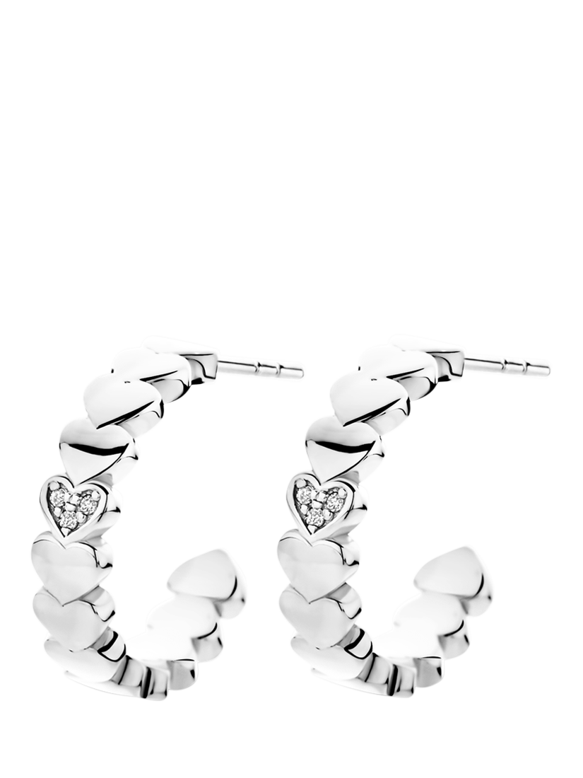 Product image 1 of 1, which shows DPT Antwerp Heart and Diamond Hoop Earrings, Silver