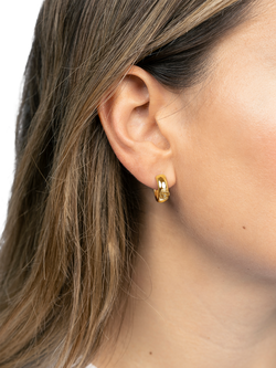 DPT Antwerp Rose and Diamond Hoop Earrings - view 2, Yellow Gold Plated