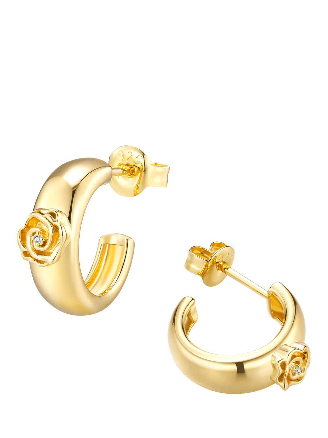 Product image 3 of 3, which shows DPT Antwerp Rose and Diamond Hoop Earrings, Gold