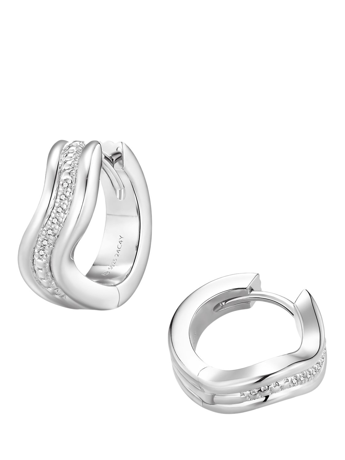 Product image 3 of 3, which shows DPT Flowing Band Huggie Earrings, Silver