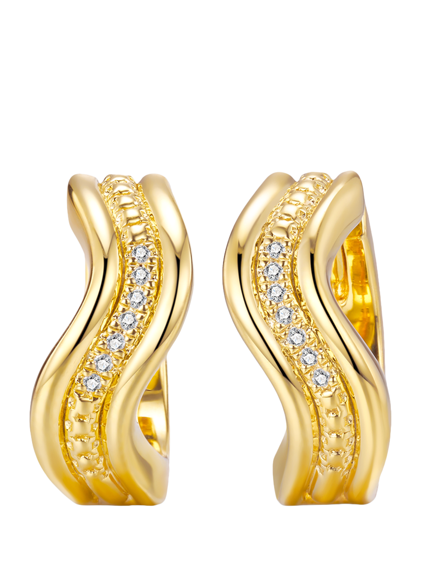 Product image 1 of 3, which shows DPT Flowing Band Huggie Earrings, Gold