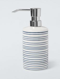John Lewis Fine Stripe Soap Dispenser, Navy, 