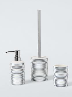Navy Fine Stripe Bathroom Accessories, 