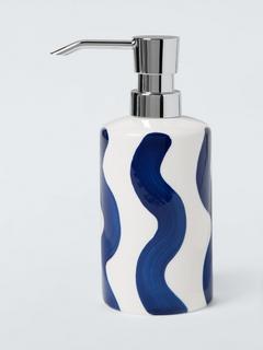 John Lewis Wavy Stripe Soap Dispenser, Delft