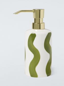 John Lewis Wavy Stripe Soap Dispenser, Olive
