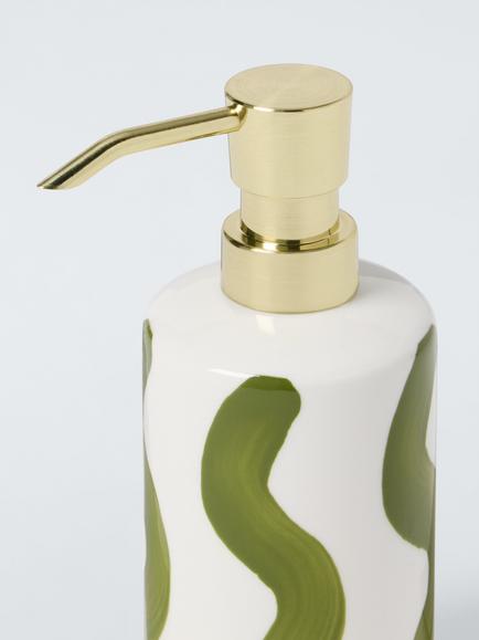 John Lewis Wavy Stripe Soap Dispenser - view 2, Olive