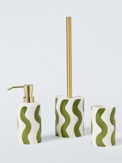 Olive Wavy Stripe Bathroom Accessories, Delft