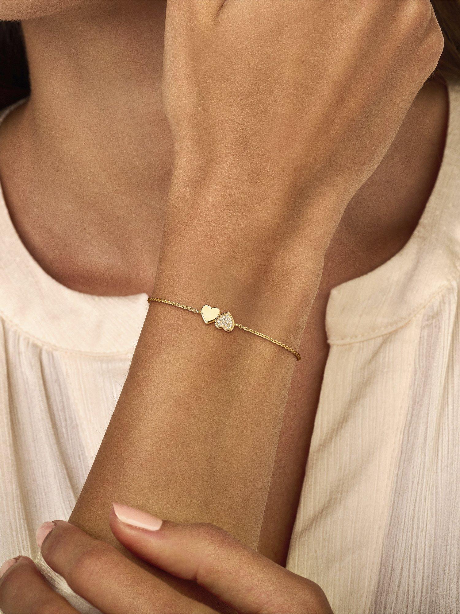 Product image 2 of 3, which shows DPT Antwerp Heart and Diamond Bracelet, Gold