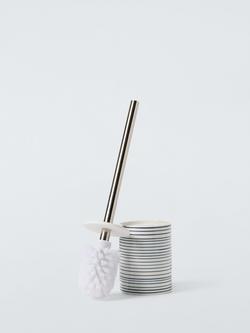 John Lewis Fine Stripe Toilet Brush and Holder, Navy - view 2, 