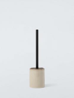 John Lewis Glazed Ceramic Toilet Brush and Holder, Grey, 