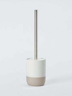John Lewis Matte Ceramic Toilet Brush and Holder, Natural, 