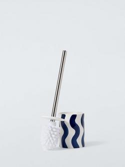 John Lewis Wavy Stripe Toilet Brush and Holder - view 2, Delft