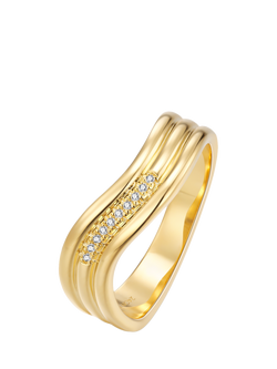 DPT Antwerp Tidal Diamond Trio Ring, Gold, Yellow Gold Plated