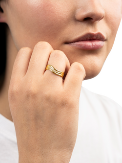 DPT Antwerp Tidal Diamond Trio Ring, Gold - view 2, Yellow Gold Plated