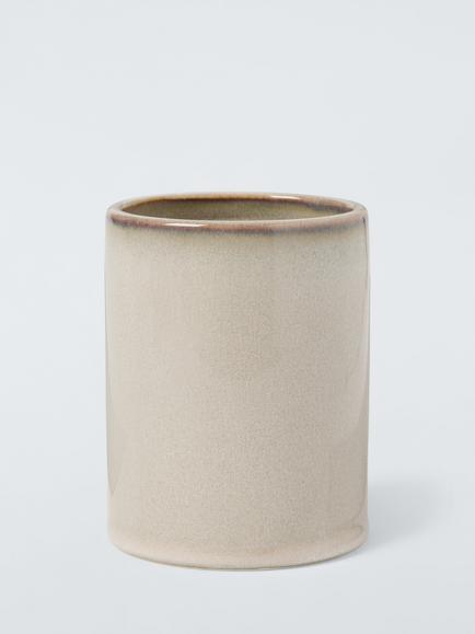 John Lewis Glazed Ceramic Bathroom Tumbler, Grey, 