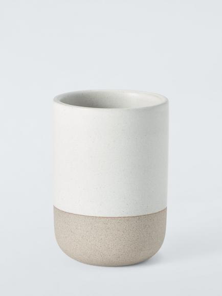 John Lewis Matte Ceramic Bathroom Tumbler, Natural, 