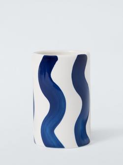 John Lewis Wavy Stripe Bathroom Tumbler, Delft