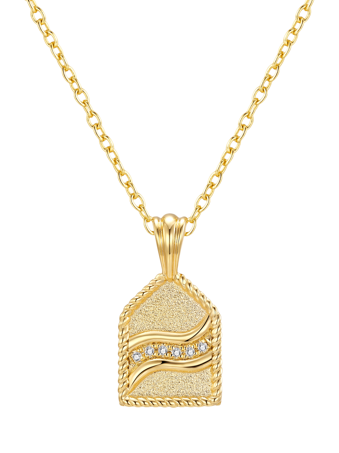 Product image 1 of 3, which shows DPT Diamond Pentagon Pendant Necklace, Gold