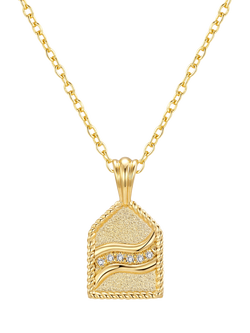 DPT Diamond Pentagon Pendant Necklace, Yellow Gold Plated