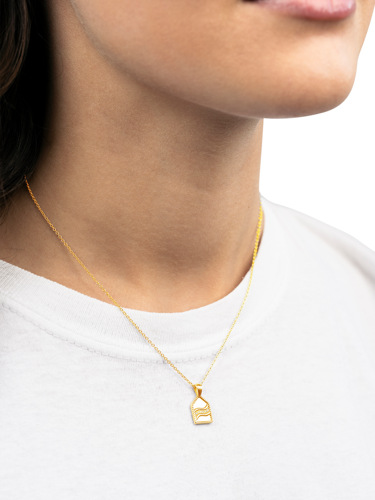Product image 2 of 3, which shows DPT Diamond Pentagon Pendant Necklace, Gold