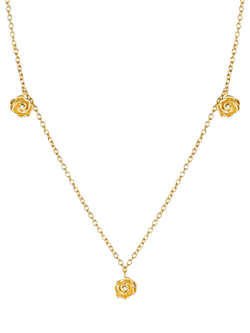 DPT Antwerp 3 Rose and Diamond Necklace, Gold, Yellow Gold Plated