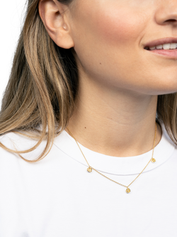 DPT Antwerp 3 Rose and Diamond Necklace, Gold - view 2, Yellow Gold Plated