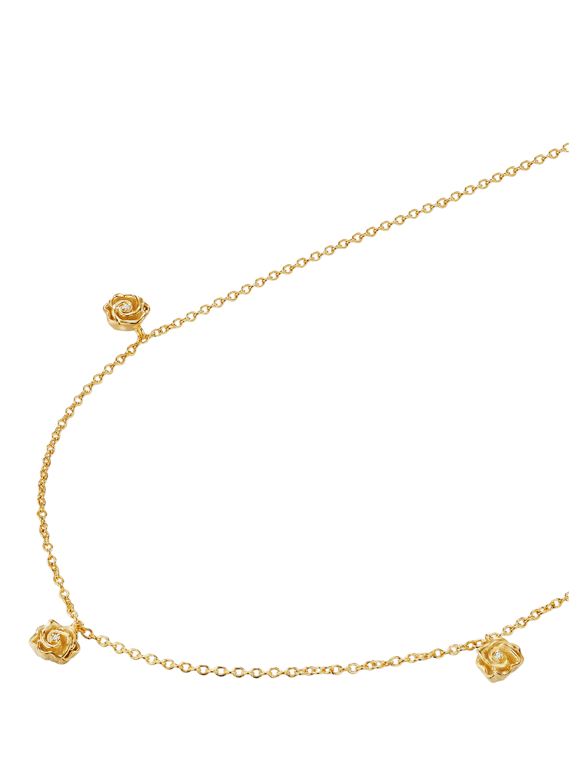 Product image 3 of 3, which shows DPT Antwerp 3 Rose and Diamond Necklace, Gold