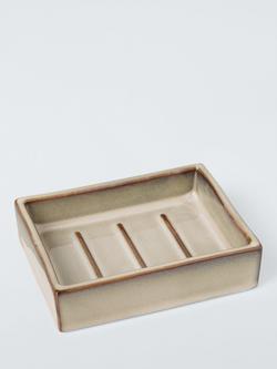 John Lewis Glazed Ceramic Soap Dish, Grey, 