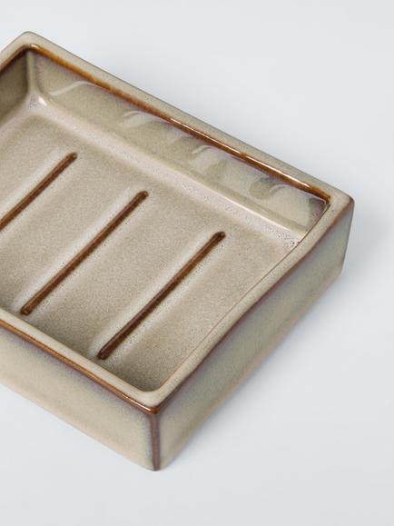 John Lewis Glazed Ceramic Soap Dish, Grey - view 2, 