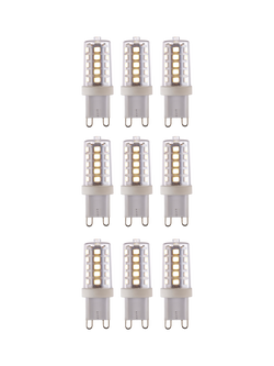 Saxby G9 LED 3.2W Dimmable Clear Capsule Bulbs, Cool White, Pack of 9, Clear