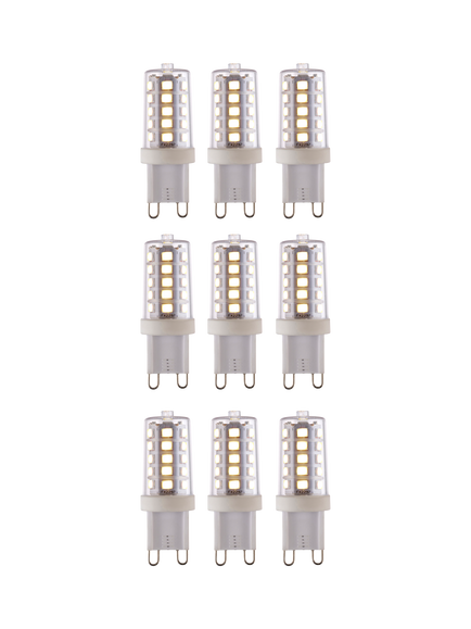 Saxby G9 LED 3.2W Dimmable Clear Capsule Bulbs, Cool White, Pack of 9, Clear