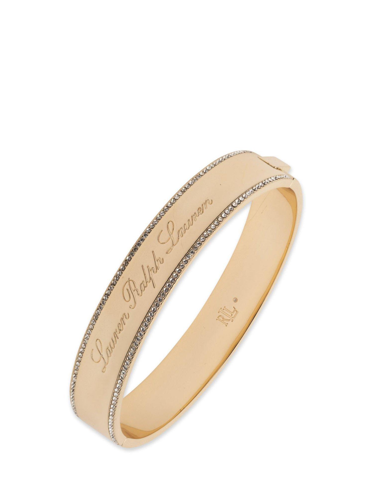 Product image 1 of 2, which shows Ralph Lauren Engraved Crystal Bangle, Gold/Clear