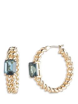 Ralph Lauren Crystal Chain Hoop Earrings, Gold/ Blue, Gold/ Blue